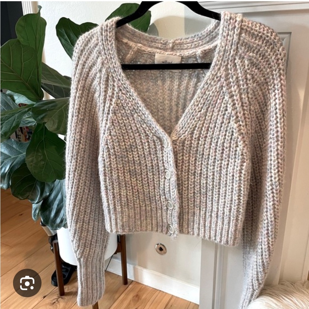 Aritzia Wilfred Posey Chunky Knit Classic button-up cardigan COTTON CANDY XS - Picture 4 of 13
